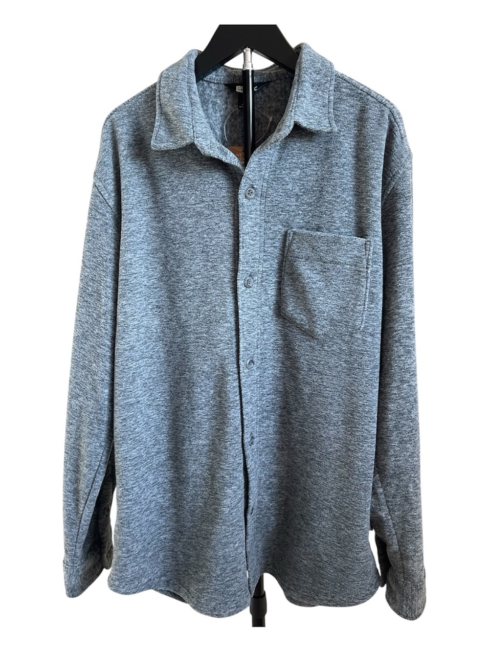 Eddie Bauer Men’s Gray Quest Fleece Shirt Long Sleeve Button Down Shirt Size M